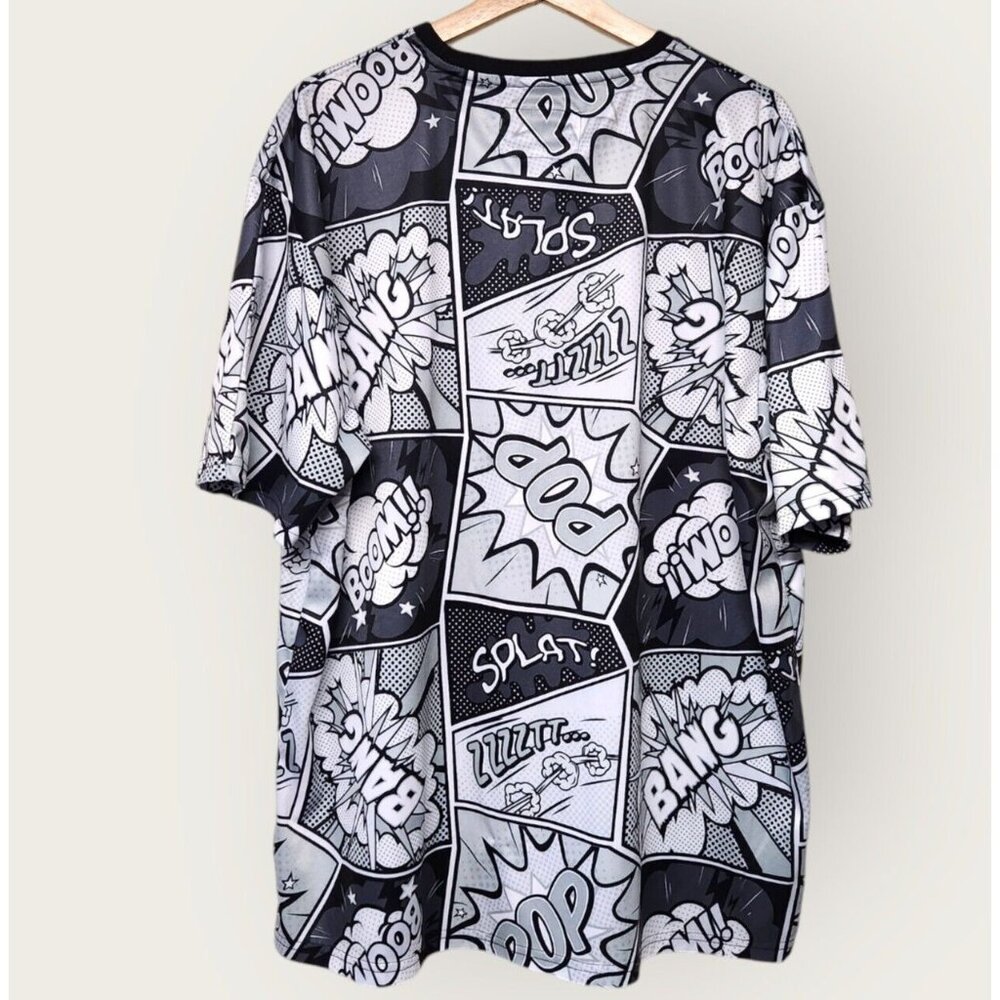 OH SNAP! Men's 2XL Drill Clothing Co Comic Pop Art T-Shirt Stretch Black White - Picture 2 of 5